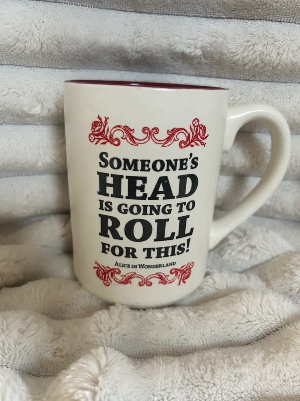 Disney Cream and Red Alice in Wonderland Quote Mug